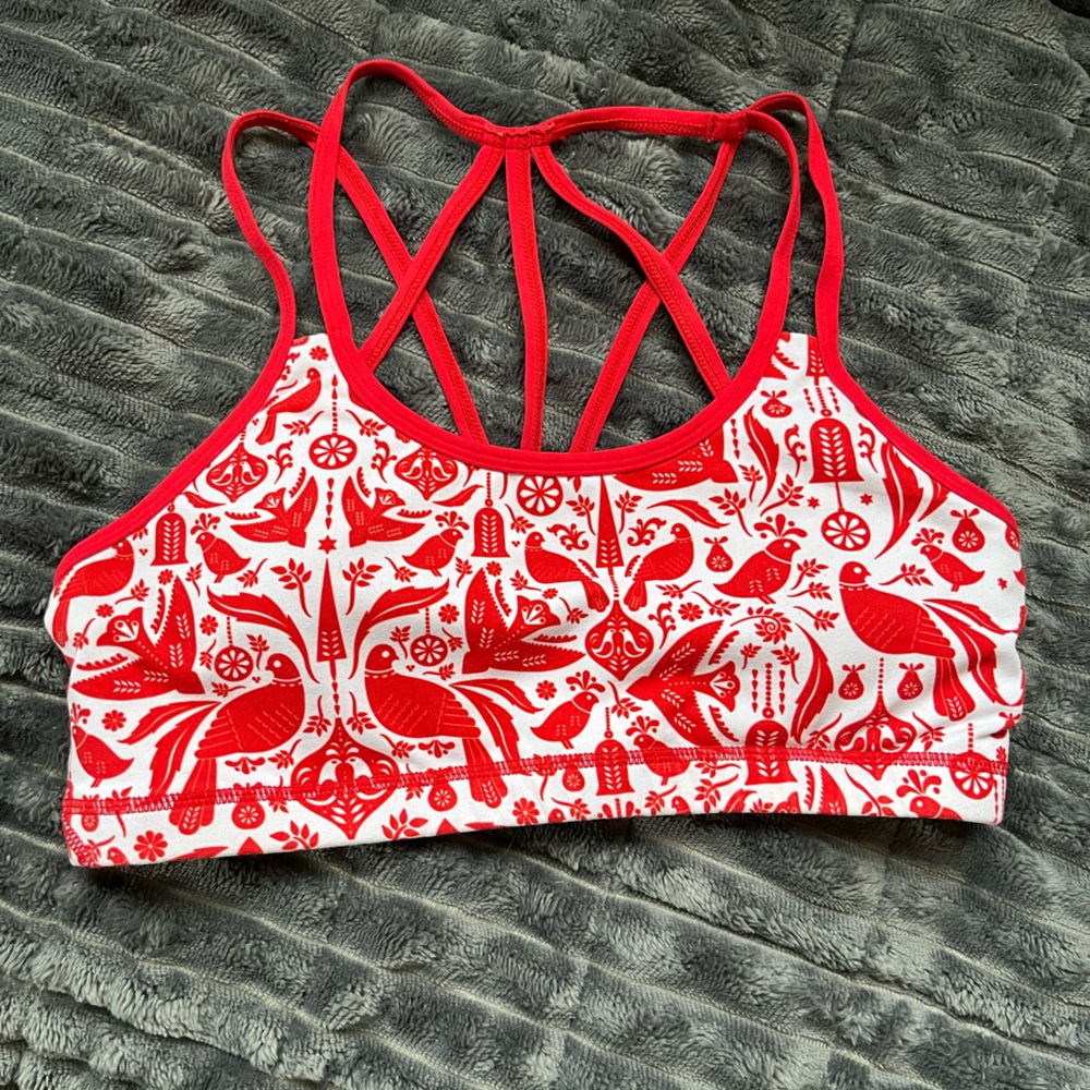 Born Primitive Red and White Strappy Sports Bra -sz M